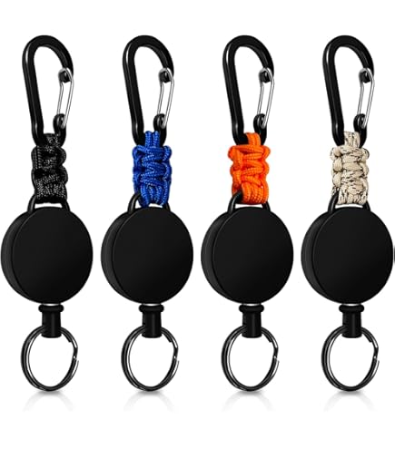Porte-Clés Rétractable Avec Câble Acier - Lot De 3, Mousqueton, 60 Cm - Pour Randonnée, Bureau, Extérieur