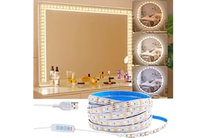 JOKILY Lampada a LED per specchio da toeletta, 3 colori e 9 livelli di dimmer con dimmer a tocco, flessibile, per interni, cucina, camera da letto, illuminazione fai da te (2 m)