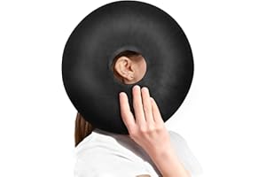 AOOSA Piercing Kissen mit Loch, Einstellbar Piercing Pillow für Seitenschläfer, Weich Atmungsaktiv O-förmiges Kissen, Ohrkissen für Klassenzimmer, Büro, Camping, Schlafen im Flugzeug, Schwarz