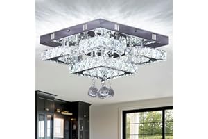 CXGLEAMING 30cm Modern LED Kristall Kronleuchter Deckenleuchte Pendelleuchte Geeignet für Wohnzimmer Schlafzimmer Küche Flur Eingang Edelstahlrahmen 36W 230V （Weißes Licht）