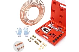 VAPOURD Brake Pipe Flaring Tool, Double & Single Flaring Tool Kit for Brake Line and Brass Tubing Tool, 7.62m Ø 4.75mm Brake Line with 16 Connections + 5 Connectors with Extra Adapters