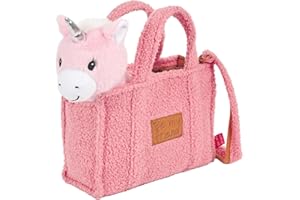 PERLETTI Borsetta Bambina Bambino con Peluche Estraibile - Borsa Morbida e Leggera Regalo Bimbi 3 4 5 6 Anni con Manici - Borsa Bambini Asilo con Pupazzo Removibile - Dimensioni 27x22x9cm