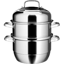Cuit-Vapeur Inox VENTION 34cm - 3 Étages Compatible Induction - Grande Capacité
