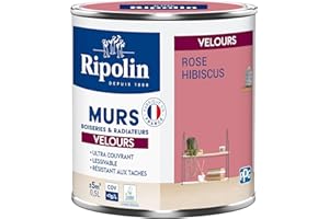 Ripolin - Peinture Intérieure Multi-Supports – Murs, Boiseries & Radiateurs – Ultra couvrante - Monocouche - Confort d'application - Aspect Velours - Rose Hibiscus - 0,5L