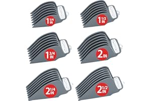 AUBIKA Yinke Trimmer opzetkammen voor keuze tondeuse, Magic Clip Trimmer, scheerapparaat, 6 snijlengtes zijn 32 mm, 38 mm, 44 mm, 51 mm, 57 mm en 64 mm, baardtrimmer, opzetkam-set (6 stuks, gris)