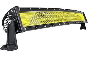 AUXTINGS Barra de luces LED de 32 pulgadas 405W curvada triple fila color ámbar amarilla con arnés de cableado para camioneta ATV UTV Wrangler SUV Ram F150,3000K,CC 12-24V