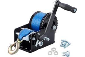 Pindex Treuil Manuel - Treuil à Main 3000LBS (1365kg) avec 10m Bleu Polyester Cordon Treuil, Treuil à Corde Bidirectionnel Portable Remorque Voiture Bateau
