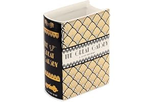 STEEL MILL AND CO. Steel Mill & Co Book-Shaped Decorative Vase, Ceramic Vases for Home Decor, Cute Bookshelf Decor, Unique Vase for Book Lovers (Small - Great Gatsby)