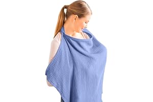 FORHOME Nursing Cover for Baby, Nursing Apron Breast Feeding Covers, Breathable Cotton 360° Full Privacy, Breastfeeding Cover with Adjustable Strap, Baby Shower Gifts for Boy & Girl,Breastfeeding Gift