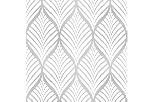 JOLIHOME Carta da Parati Moderna e Minimalista con Motivo Geometrico Bianco e Argento Pellicola Vinilica Autoadesiva Impermeabile per il Bagno Soggiorno Camera da Letto Adesivi Murali 44,5x500cm
