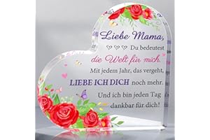 KAAYEE Mama Geschenke für Mama Geburtstag, Mama Acryl Briefbeschwerer Dekoration Herz Geburtstagsgeschenke für Mama Weihnachtsgeschenke, Bedeutungsvolle Geschenke für Mama von Tochter Sohn