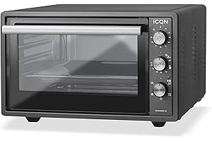 ICQN Mini Four Electrique 42L, Chaleur tournante, 40°- 230°C, 1300 W, Anthracite