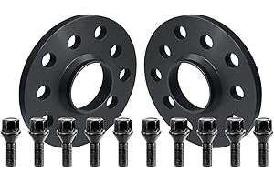 BESELOA SCC Fahrzeugtechnik Distanzscheiben Set 20mm (2x10mm) schwarz eloxiert mit Radschrauben M12x1,5 Kegel 37mm für BMW