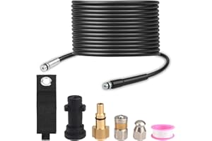 EAWONGEE Kit de Nettoyage de Tuyau de vidange avec buse de Jet et buse rotative pour Nettoyeur Haute Pression Karcher K2 K3 K4 K5 K6 K7 et Nettoyeur Haute Pression Lavor, 15 m (Noir)