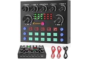 Table de Mixage DJ Carte Son Externe V8, Cozbuen Controleur DJ Karaoke Complete Interface Audio Bluetooth Pioneer Studio Console, Live Changeur de Voix pour PC Phone Gaming Streaming