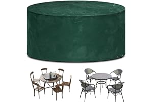Funshot Garden Furniture Cover, Waterproof, Round, Garden Table Cover, Winterproof, Windproof, UV-Resistant, Outdoor Garden Table Cover, Polyethylene, Diameter 163 x 71 cm (Green)