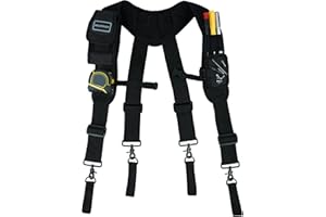 MELOTOUGH Tool Belt Suspenders for Men Construction Bag Heavy Duty Padded Work Belt Suspenders for Carpenter/Electrician/Roofing/Farmer Work Suspension Rig with Phone Holder