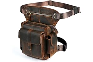 Handadsume Tela Resistente All'acqua + Vera Pelle Moto Equitazione Travel Coscia Borsa per Gambe Marsupio in Vita Per Gli Uomini Donne 913-5