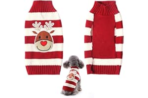 BUKYCAT Pet Xmas Pull-Overs - Pull d'Hiver pour Chien, Chandail De Noël Motif de Noël, Manteau Tricoté pour l'Hiver pour Petits Chiens Moyens, Chats et Lapins (M, A)