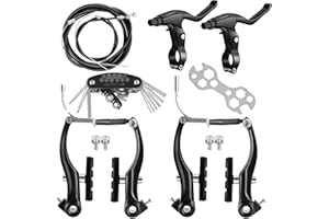 HMSENG Freno V-Brake para Bicicleta, 2 Sets Frenos de Bicicleta,Incluye 1 Par Manillar De Freno De，Llave Multifuncional Herramientas de Reparación de, Adecuado para la mayoría de Bicicletas de montaña.