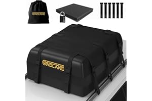 GADLANE Car Roof Bag - 20 Cubic Feet Waterproof Roof Box for Cars with/without Roof Rack, Anti-Slip Mat, 6 Sturdy Door Hooks, Combination Lock, Storage Bag, Durable 820D Material - For Travel (Black)