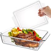ZOFUN 2L Rectangular Casserole Dish with Lid Glass, 29 x 20 x 9 cm Lasagna Molds Glass Storage Container Suitable for Frying,
