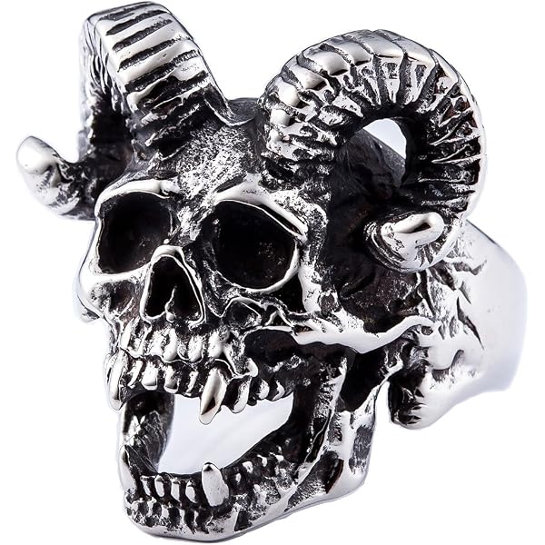 Punk Demon Skull Men's Ring - Retro Gothic Zinc Alloy Statement Ring, Motorcycle Gift - View #7