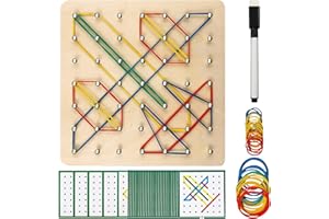 Miyobing Kreatives Holz Geoboard, Montessori Spielzeug ab 3 Jahre, Motorikspielzeug Lernspielzeug, Geometriebrett Kinderspielzeug, Geschenkidee Für Junge Und Mädchen Ab 3 4 5 Jahren