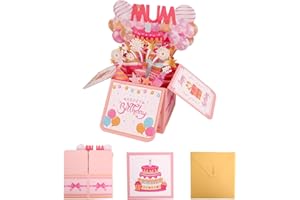 KAEMPE Cute Happy Birthday Mum Card Pop Up, 3d Funny Special Personalised Gifts Cards for Mom/Mother/Mam from Son or Daughter (mum birthday cards)