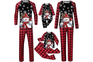 LDZYXY Pigiama di Natale Famiglia Christmas Pyjama Completo Papa Figlio Costume Mamma e Figlia Uguale Neonata Pigiami Due Pezzi Manica Lunga Tuta da Casa Invernale Abbigliamento