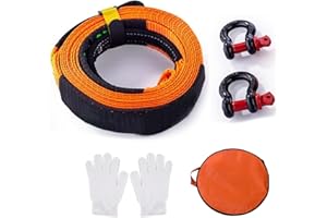 Set di funi da traino con hamon antiscivolo 5 m, 10 T/22000 lbs, in nylon ad alte prestazioni, per auto, con 2 ganci in acciaio e borse, per veicoli, camion, SUV (arancione)