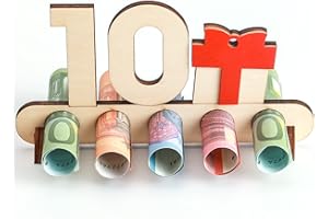 GoldOars Regalo de Dinero para Cumpleaños 10, Papel de Regalo de Dinero, Cumpleaños Madera Regalos, 60 Cumpleaños Regalo Originales para Aniversarios, Mujeres y Hombres