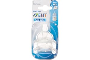 PHILIPS Avent Tétine anti-colique en silicone pour bébés de 3 ans et plus – | Mamelon à débit moyen