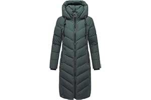 Navahoo Damen Wintermantel Warmer Langer Steppmantel mit Abnehmbarer Kapuze Sahnekatzii XIV XS-6XL