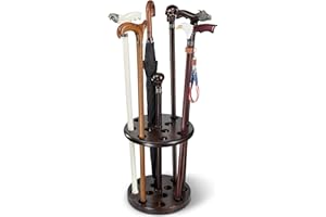 Asterom Handmade Wooden Stand for Walking Sticks & Umbrellas - Stylish Display Cane Stand Holder for Entryway (Walnut Color)