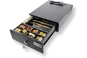 Monepass France CD149e - Tiroir-caisse Automatique taille XS pour utilisation modérée (24,5 x 32 cm) - 5 compartiments billets / 8 monnaies