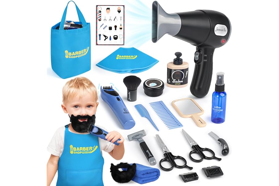 Barber Shop for Kids Role Play Toys for 3+ Year Olds | Hairdresser Role Play for kids | Educational Toys for 3 Year Old Boys | Kids Barber Playset | Montessori Kids Toys Age 3