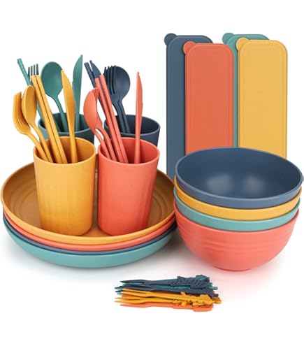 Set Stoviglie Da Picnic Per 4 Persone - 25 Pezzi Infrangibili, Riutilizzabili, Made In Italy - Foto 3