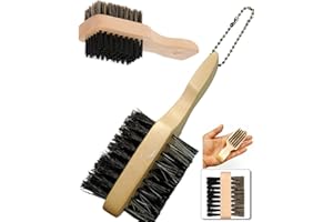 ALVIES Hard & Soft Hair Brush Beard Brush, Double-Sided Facial Hair Boar Bristle Hair Brush Shaving Comb Male Mustache Brushs Mini Double Brush Boar Soft & Hard Bristles
