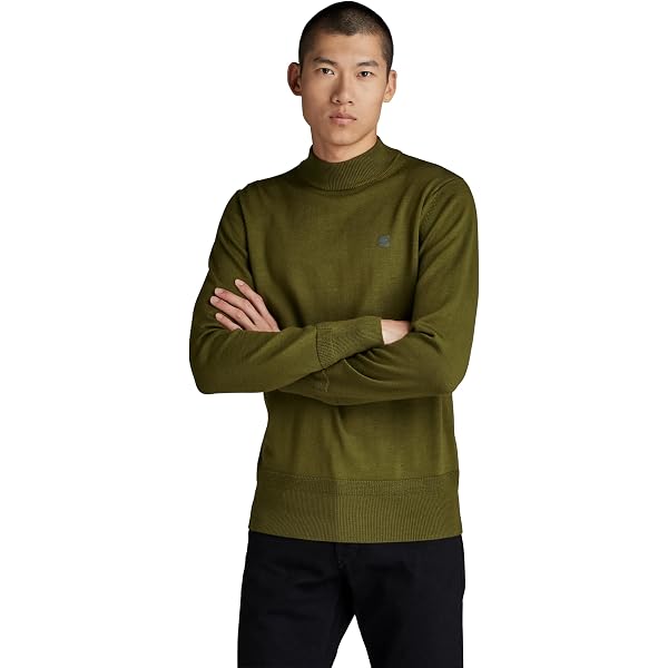 G-STAR Herren 3D Biker Zip Through Pullover – Gestrickte Jacke Mit Reißverschluss, Hohem Kragen & Raglanärmeln