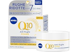 NIVEA Q10 Anti-Rughe Power Crema Giorno Extra Rassodante SPF 15 50 ml, Crema viso antirughe e idratante, Crema viso Acido Ialuronico, Coenzima Q10 e Creatina per un doppio booster di collagene