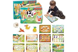 GYTERA Montessori Busy Book for Toddlers, 10 Themes Preschool Learning Activities Quiet Book, Autism Learning Toys Toddler Activity Educational Busy Book for Toddlers to Develop Learning Skills (Farm)