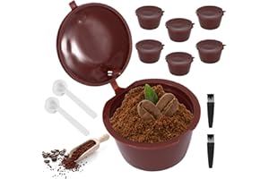 SEIUDKTY Cápsulas Filtros De Café, 6 Piezas Cápsulas De Café Recargables Capsulas Reutilizables Para Cafetera, Capsulas Reutilizables dolce gusto (Marrón-6PCS)