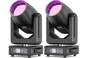 YESPICK 2PCS 300W Lyre LED Beam Lumière 18 Gobos 15 Couleurs RGBW Lumières de scène DMX Luminaires à tête rotative pour DJ Fête Bar Soirées Éclairage