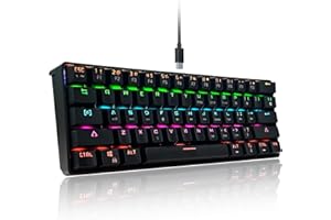 SHANGZHAOYUAN Gaming Keyboard, 60% RGB Mechanical Keyboard, Ultra-Compact Hot Swappable Wired Keyboard Red Switch, 61 Keys Mini Keyboard for PC Gamer Typist, QWERTY US Layout (Black)