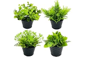 Fycooler Mini Sztuczne Rośliny - 4 szt. Zielony Różne Sztuczne rośliny,Sztuczne rośliny doniczkowe dla domu biuro kuchnia łazienka Sypialnia Hotel Półka, Małe Sztuczne Rośliny Dekoracyjne