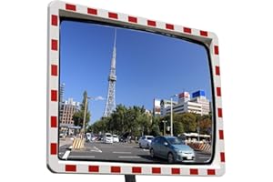 O&W SECURITY Miroir de circulation professionnel avec réflecteurs - Miroir convexe - 40 x 60 cm - Vision supérieure avec joint d'étanchéité - Résistant aux intempéries