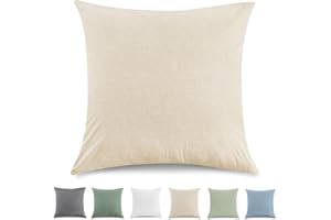 TOCOMOA Federe Cuscino Letto 40x40 cm Set Da 2, Copricuscino Letto Cotone Lavato Al 100%, Aspetto Lino E Federa Traspirante Grigio Con Cerniera
