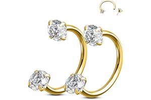 OUFER Body Piercing Nose Hoop Corporel 2 Pièces Boucles en Acier Chirurgical 316L Fer à Cheval pour Nez Lèvre sourcil Oreille Helix Daith 20G 7mm/8mm CZ Sans Filetage Horseshoe Rings