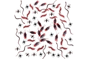 SSKHE 100Pcs Plastic Realistic Bugs Insects Fake Cockroach,Snake,Spider,Centipede,Ant For Halloween Party,April Fool's Day